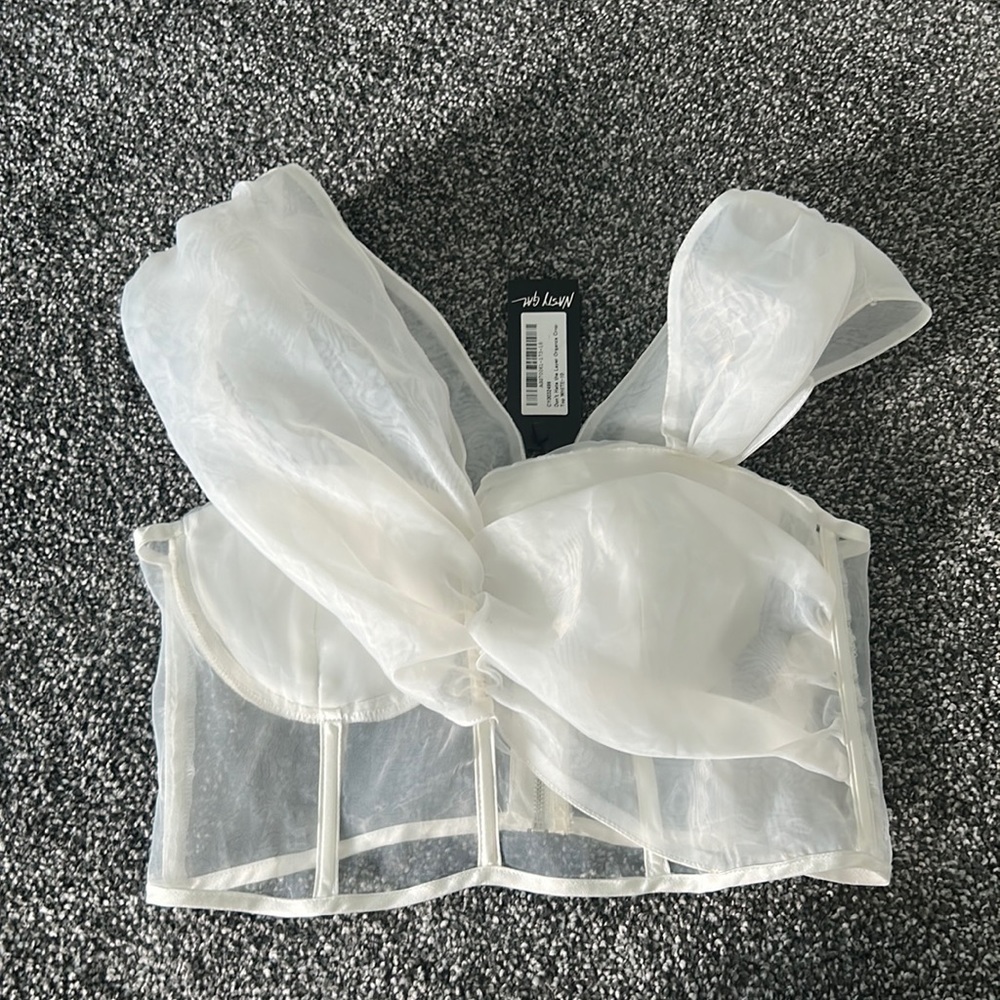 Nasty Gal Don't Hate the Layer Organza Crop Top 6 NWT